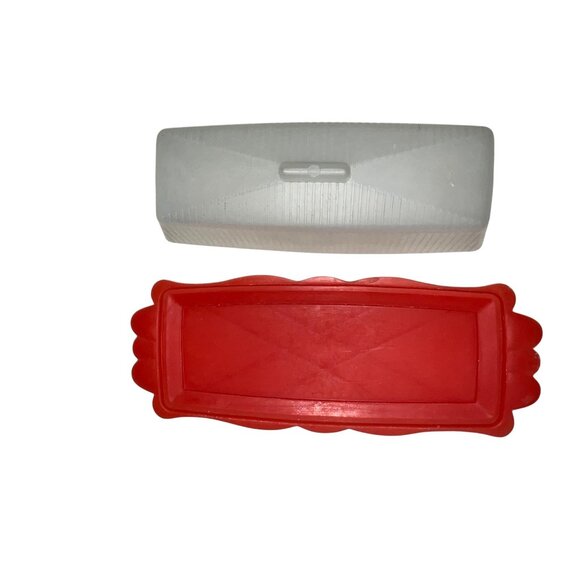 Butter Dish Used Plastic Red Clear Lightweight - Picture 4 of 8